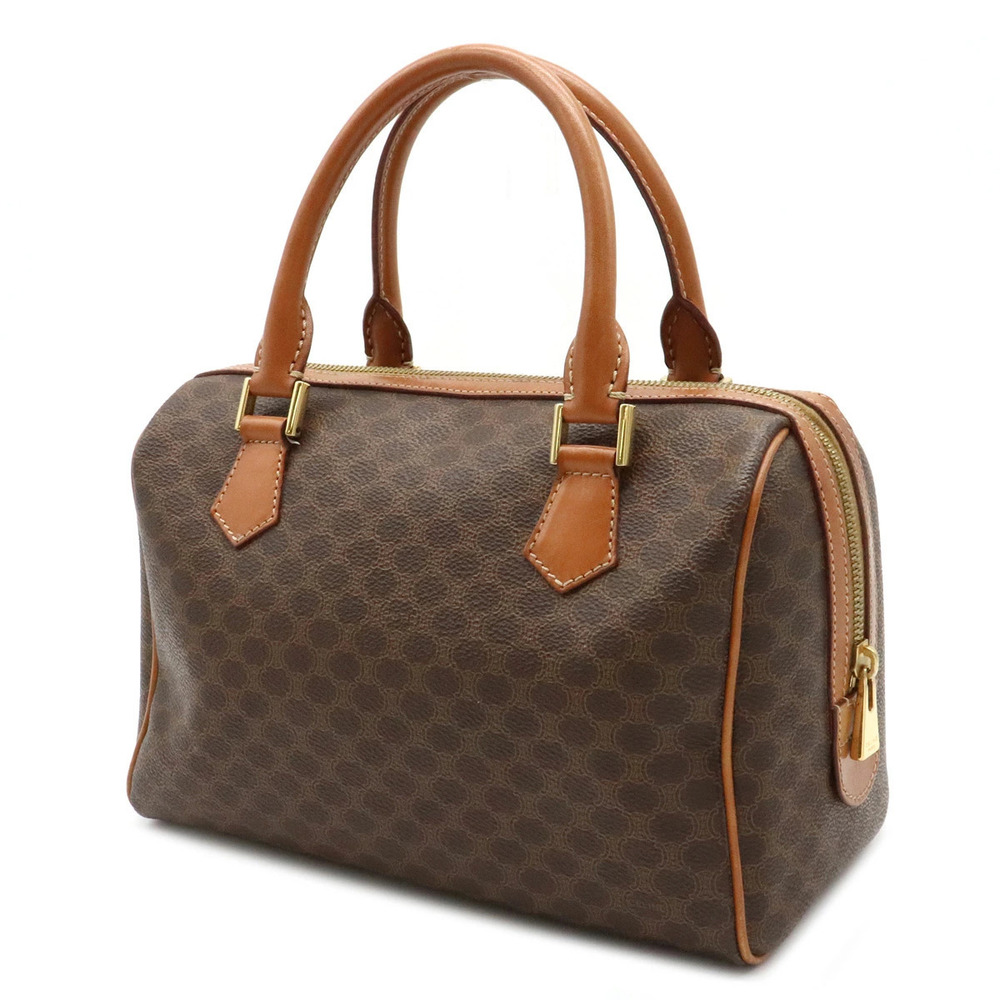 Celine Brown Handbag Macadam Dark Boston Bag Leather Brown